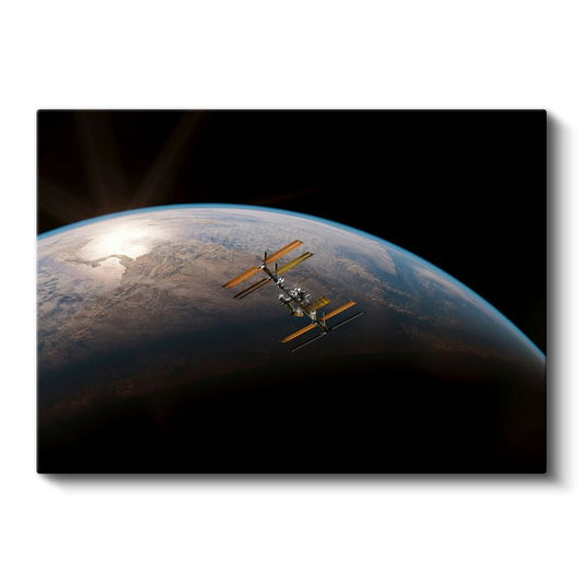 Uzay İstasyonu - Dünya Yörüngesinde Muhteşem Görünüm Kanvas Tablo