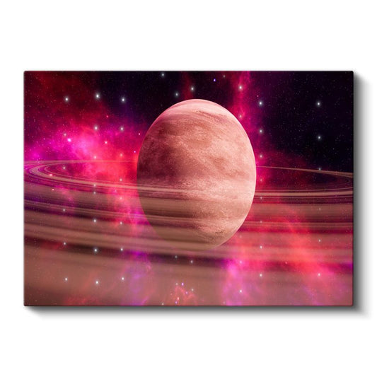 Kozmik Gezegen - Mor Nebula İçinde Görkemli Halkalı Dünya Kanvas Tablo