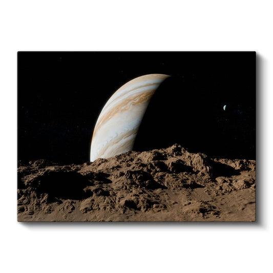Jüpiter Manzarası - Ay Yüzeyinden Gaz Devi Kanvas Tablo