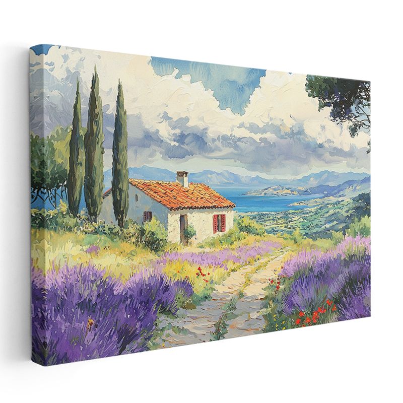 Akdeniz Çiftlik Evi - Lavanta Bahçeleri Arasında Huzurlu Yaşam Kanvas Tablo
