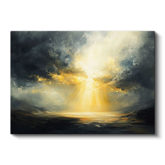 Işık Huzmesi - Bulutlar Arasından Süzülen Altın Işıltı Kanvas Tablo