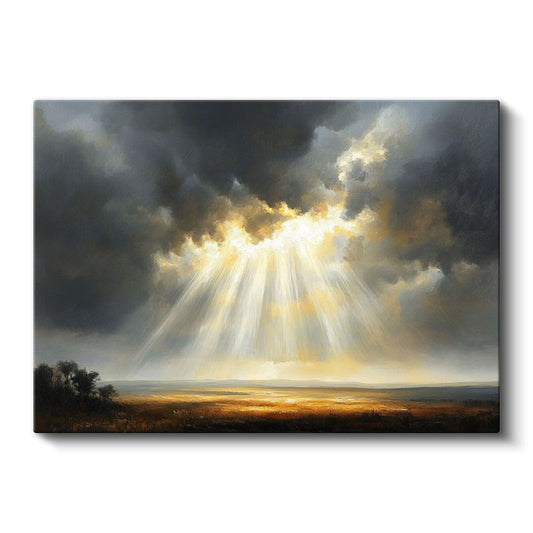 Işık Huzmesi - Bulutlar Arasından Süzülen Güneş Kanvas Tablo