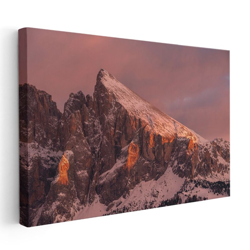 Alp Zirvesi - Gün Batımında Işıldayan Karlı Dağlar Kanvas Tablo