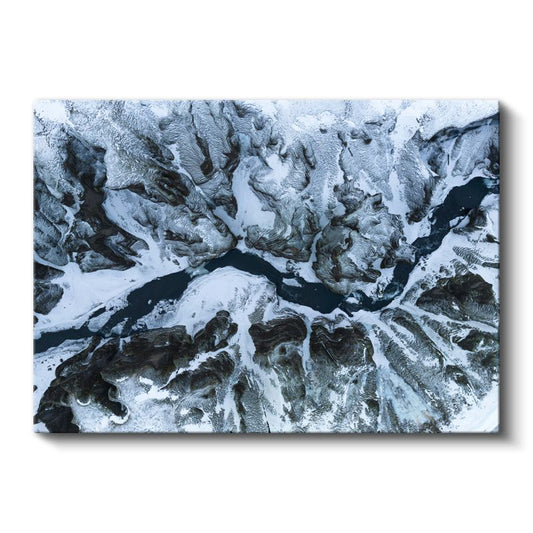 Buzul Kanyonu - Havadan Çekilmiş Karlı Nehir Yatağı Kanvas Tablo