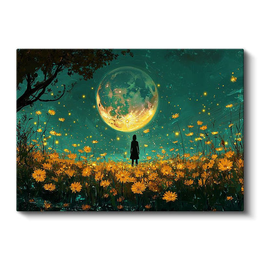 Ay Işığı - Sarı Çiçekler Tarlası Kanvas Tablo