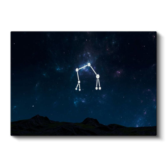 Takımyıldız - Dağ Silüetli Gece Gökyüzü Kanvas Tablo