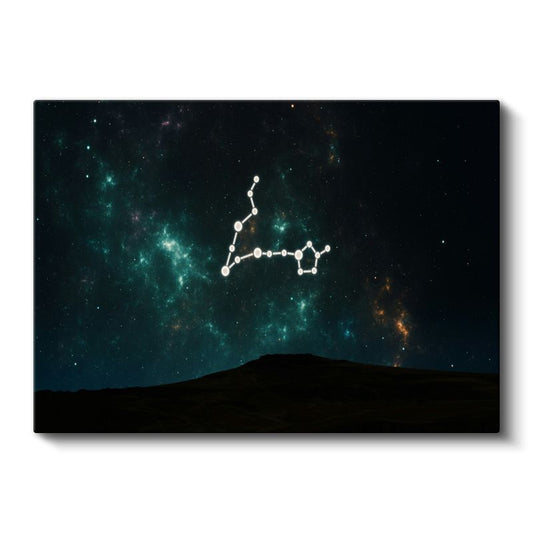Yıldız Takımı - Gece Gökyüzünde Parlayan Kozmik Harita Kanvas Tablo
