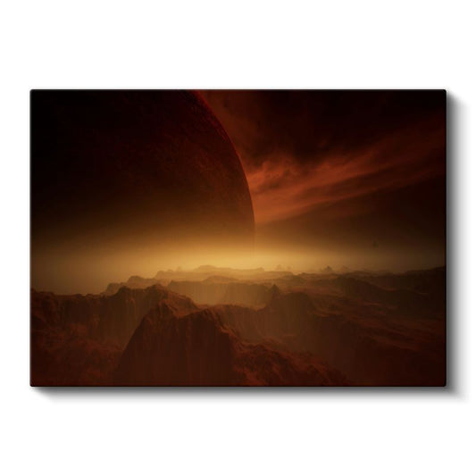 Kızıl Gezegen - Gizemli Dağ Silsilesi Üzerinde Doğan Işık Kanvas Tablo