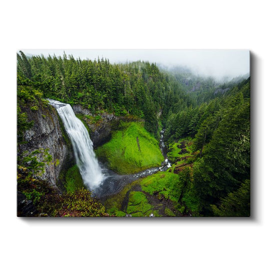 Orman Şelalesi - Yemyeşil Vadide Akan Görkemli Su Kanvas Tablo