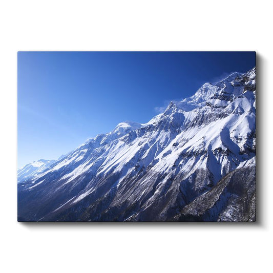 Karlı Zirveler - Masmavi Gökyüzüne Uzanan Heybetli Dağlar Kanvas Tablo