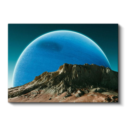 Kozmik Manzara - Dağlar ve Mavi Gezegen Kanvas Tablo