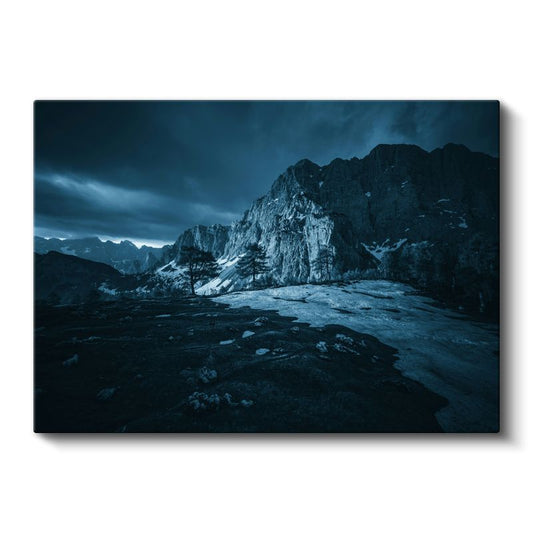 Karlı Zirveler - Gecenin Maviliğinde Kanvas Tablo