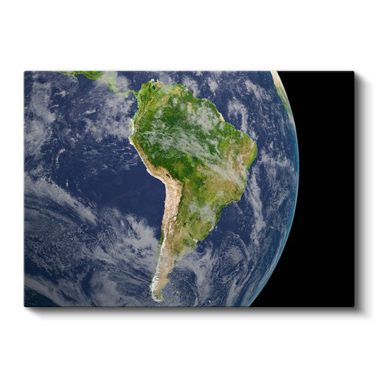 Dünya - Güney Amerika Kıtasının Uzaydan Görünümü Kanvas Tablo