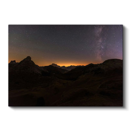 Kozmik Manzara - Dağlar Üzerinde Parıldayan Samanyolu Kanvas Tablo