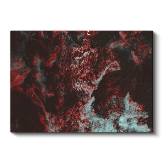 Kozmik Ateş - Uzayın Derinliklerinde Kırmızı ve Turkuaz Dansı Kanvas Tablo