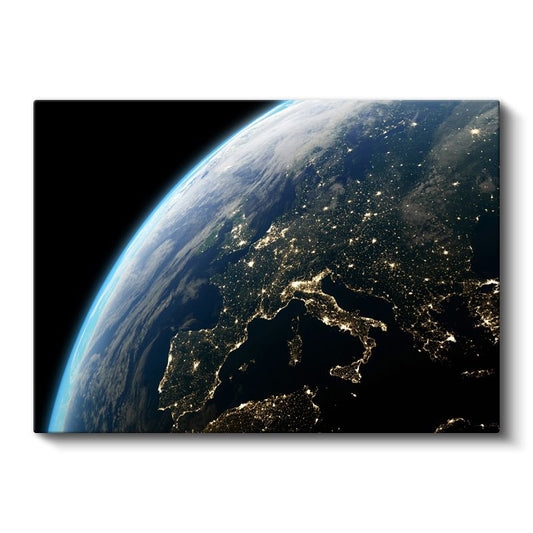 Dünya Işıkları - Gece Avrupa'nın Parıltısı Kanvas Tablo