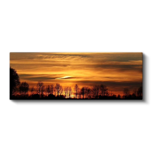 Alev Gökyüzü - Gün Batımında Ağaç Siluetleri Kanvas Tablo