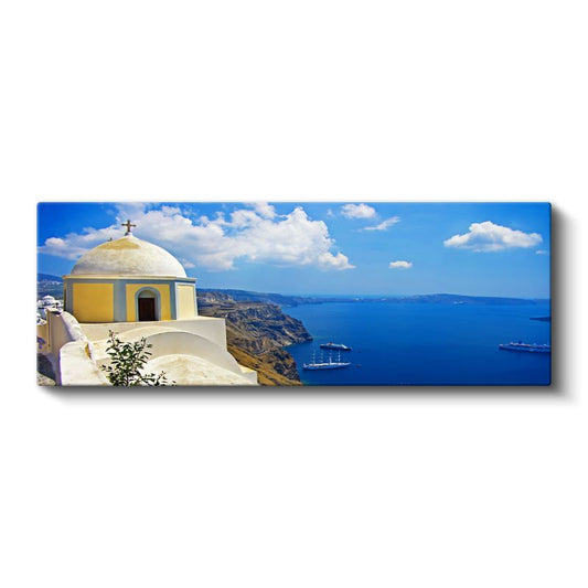 Ege Mavisi - Beyaz Kubbe ve Turkuaz Deniz Kanvas Tablo