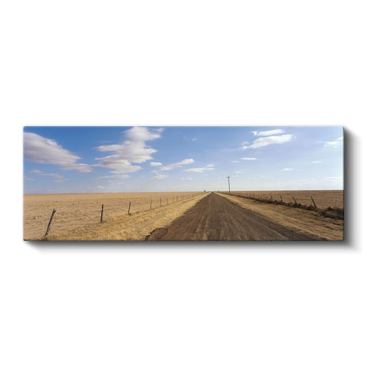 Ufuk Çizgisi - Sonsuzluğa Uzanan Toprak Yol Manzarası Kanvas Tablo