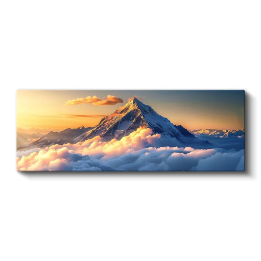 Karlı Zirve - Bulutların Üzerinde Gün Batımı Kanvas Tablo