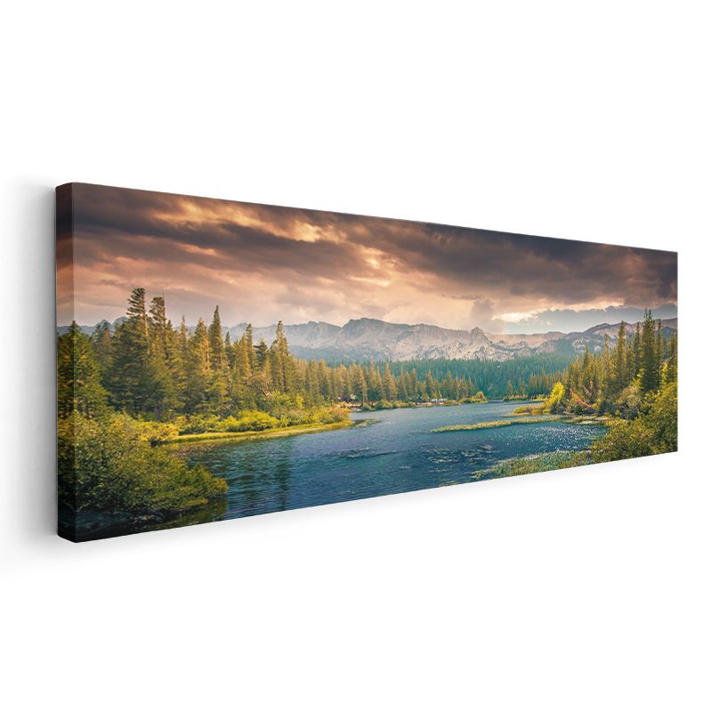 Dağ Gölü - Çam Ormanları Kanvas Tablo