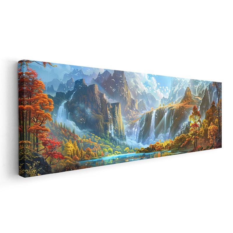 Şelaleler Vadisi - Sonbahar Renkleri Kanvas Tablo