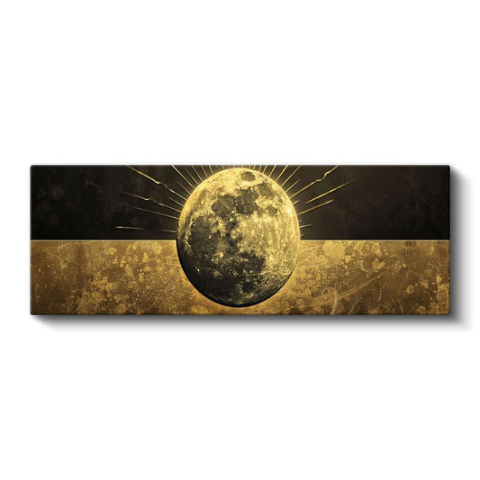 Kozmik Ay - Altın ve Siyahın Asaleti Kanvas Tablo