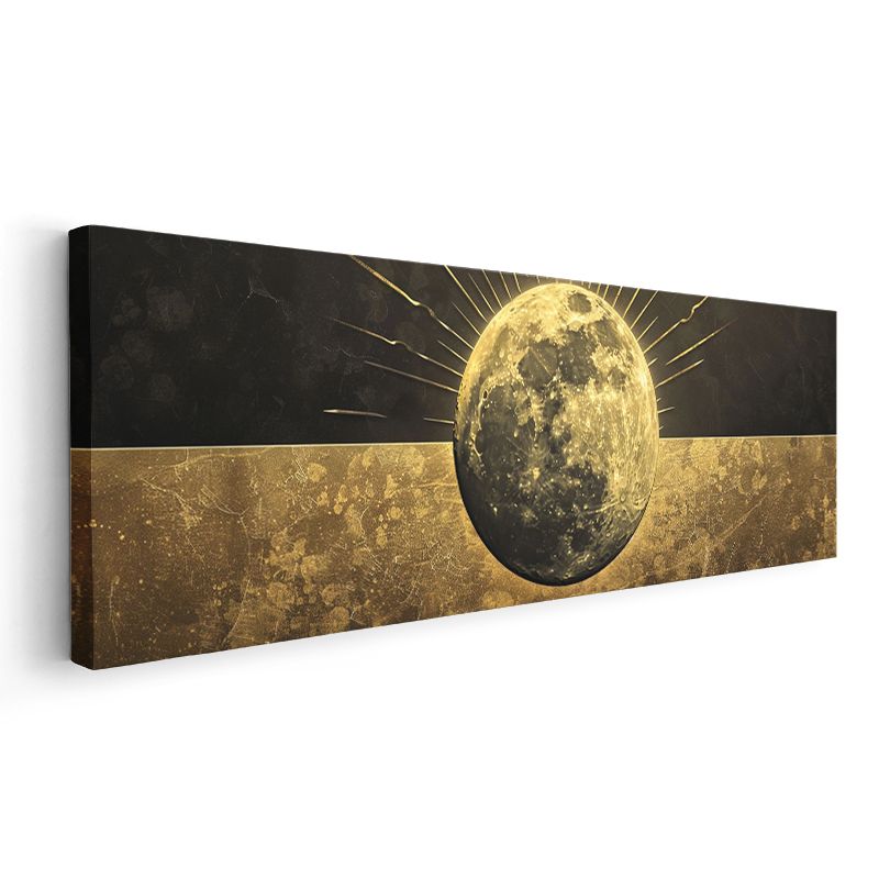 Kozmik Ay - Altın ve Siyahın Asaleti Kanvas Tablo