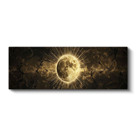 Dolunay - Altın Işıltılı Kozmik Parıltı Kanvas Tablo