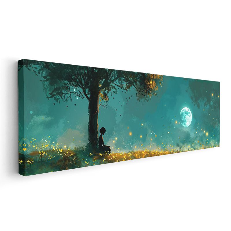 Ay Işığı - Ağaç Altında Sessiz Tefekkür Kanvas Tablo