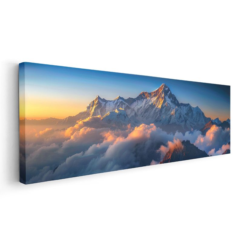 Karlı Zirveler - Bulutların Üzerinde Güneşin Dokunuşu Kanvas Tablo