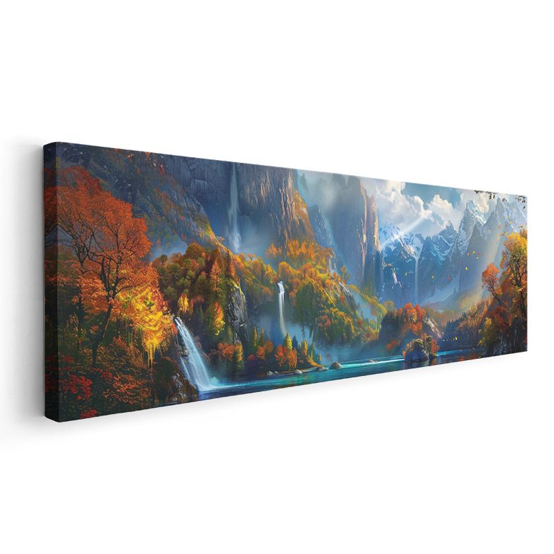 Sarı ve Turuncu Arasında - Sonbahar Vadisinin Şelaleleri Kanvas