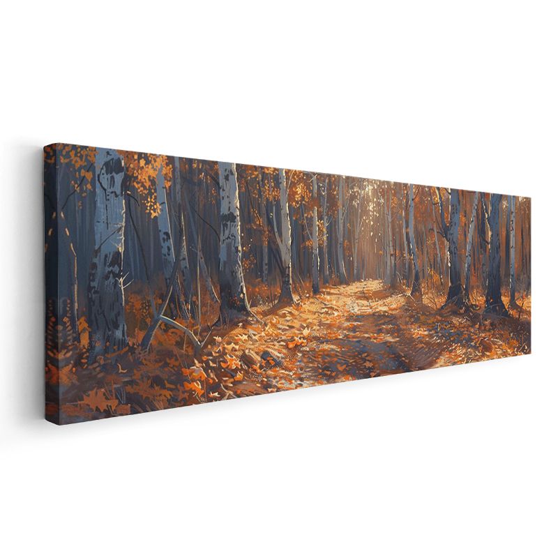 Sonbahar Patikası - Altın Yapraklı Orman Kanvas Tablo