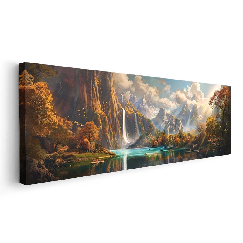 Dağ Manzarası - Sonbahar Şelaleleri Kanvas Tablo