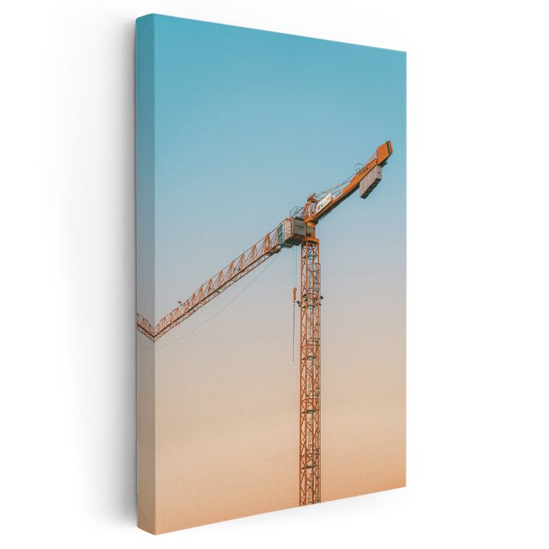 İnşaat Mühendisi - Gün Batımında Vinç Operasyonu Kanvas Tablo