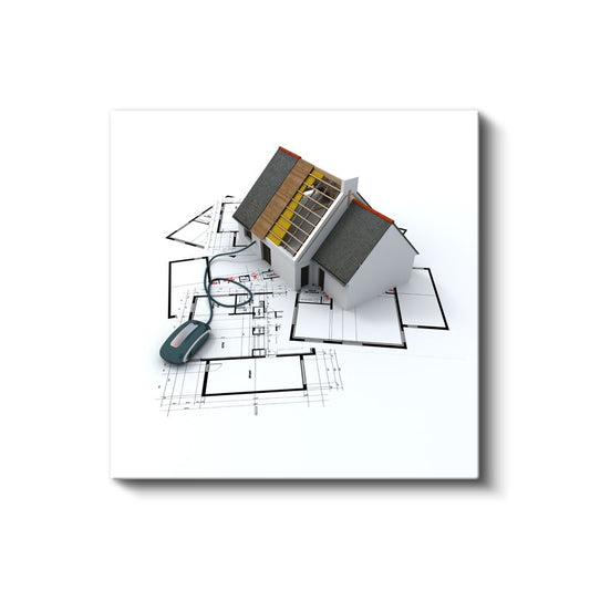 Mimar - Ev Projesi Çizimi Kanvas Tablo