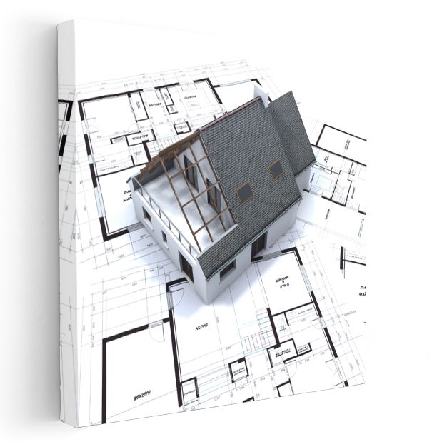 Mimar - Ev Projesi ve Mimari Plan Kanvas Tablo