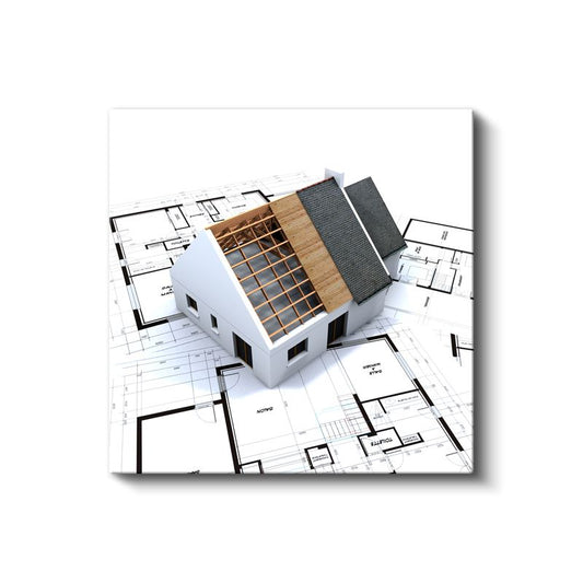 Mimar - Çatı Detayları ve Yapı Planı Kanvas Tablo