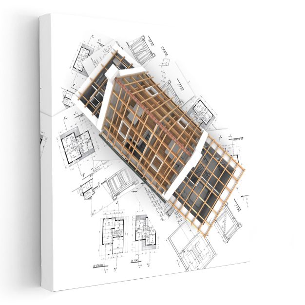 İnşaat Mühendisi - Ahşap Konstrüksiyon ve Yapı İskeleti Kanvas Tablo