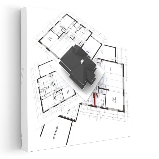 Mimar - Mimari Plan Çizimleri Kanvas Tablo