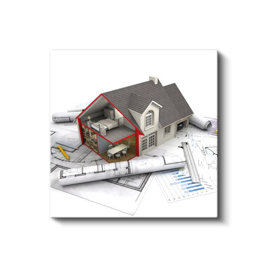 İnşaat Mühendisi - Kesit Görünümlü Ev Modeli Kanvas Tablo