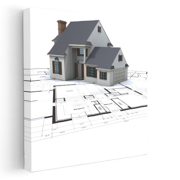 İnşaat Mühendisi - Klasik Villa Projesi Kanvas Tablo