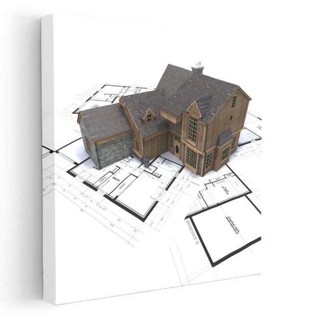 Mimar - Ahşap Ev Tasarımı Kanvas Tablo