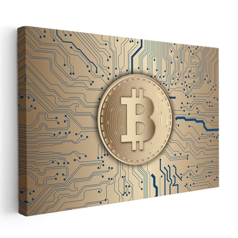 Blockchain Mühendisi - Altın Bitcoin Teknolojisi Kanvas Tablo