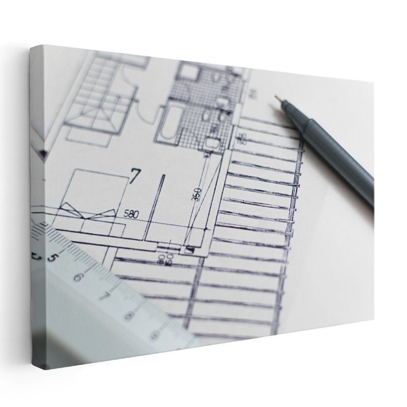 Mimar - Tasarım Planları Kanvas Tablo