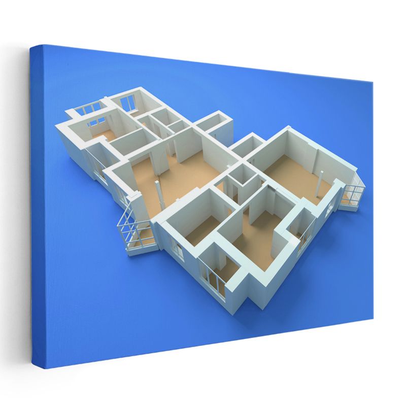 İç Mimar - Daire Yerleşim Planı Kanvas Tablo