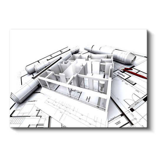 Mimar - İç Mekan Tasarımı ve Mimari Plan Kanvas Tablo