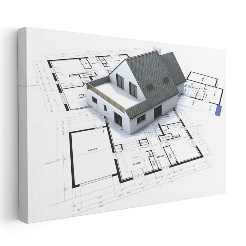 Mimar - Konut Projesi ve Teknik Çizim Kanvas Tablo