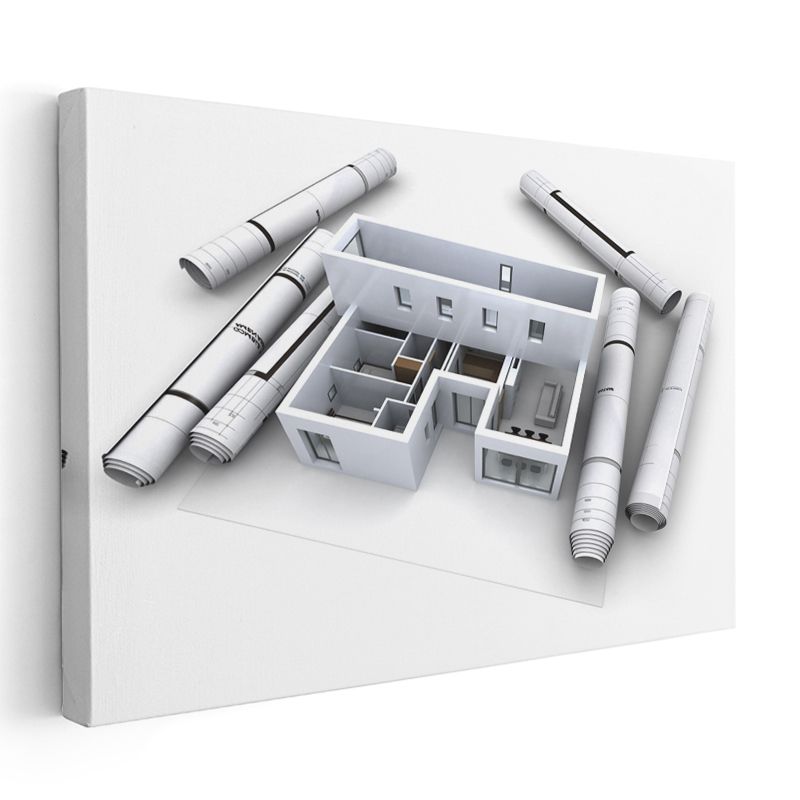 İnşaat Mühendisi - Yapı Modeli ve Teknik Planlar Kanvas Tablo