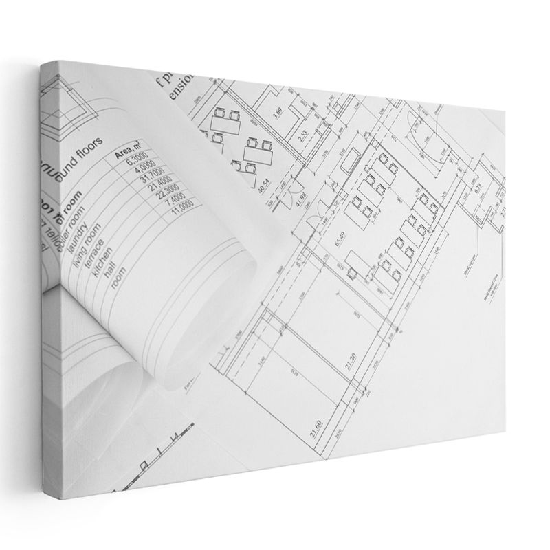 Mimar - Yapı Planları ve Teknik Çizimler Kanvas Tablo